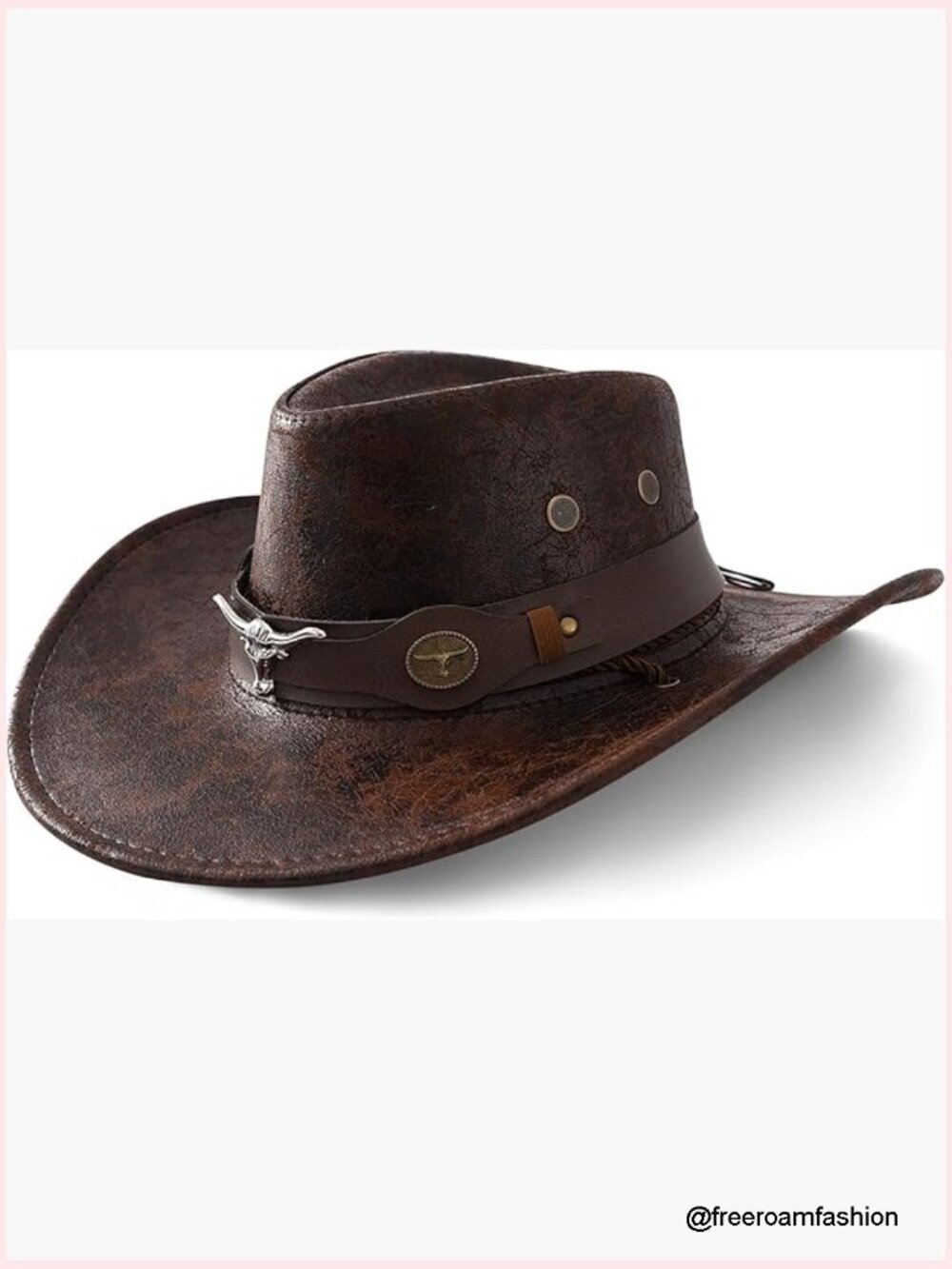 Vintage Western Cowboy Hat with Wide Brim, Adjustable Fit for Adult